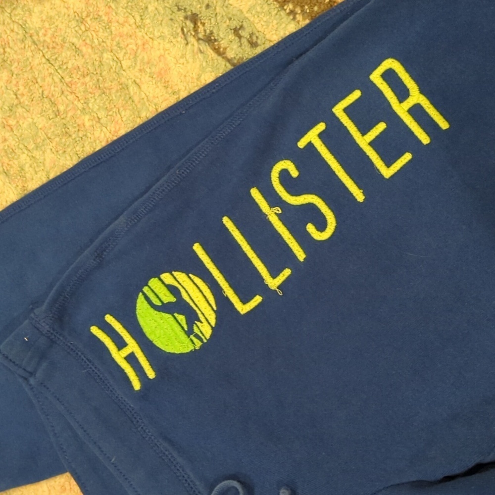 Y2k Hollister Spellout Straight Pants Blue 2000's Depop Low Rise Lounge Comfy - Picture 6 of 11